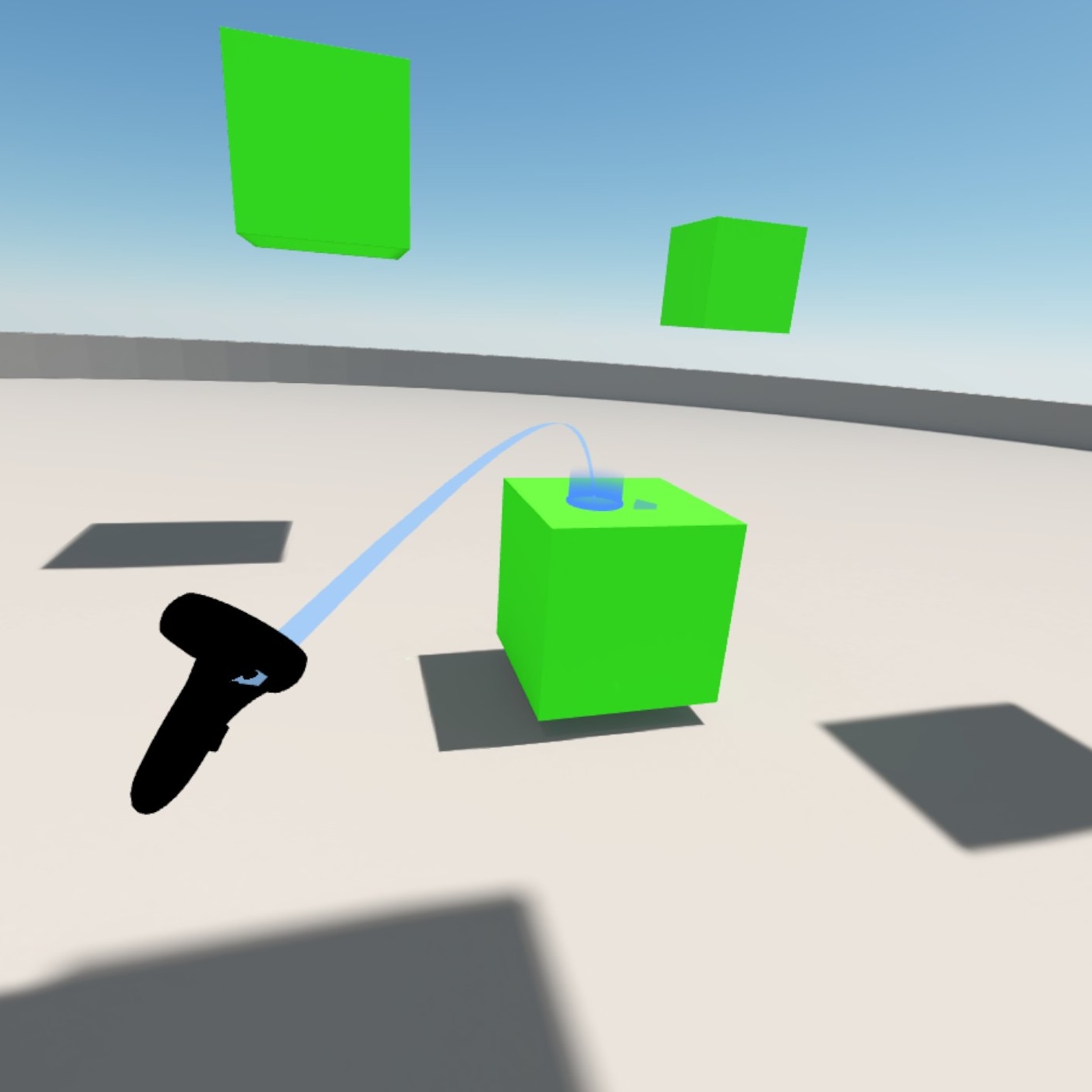 Blink controls mesh demo showing the curved ray and rotation indicator.